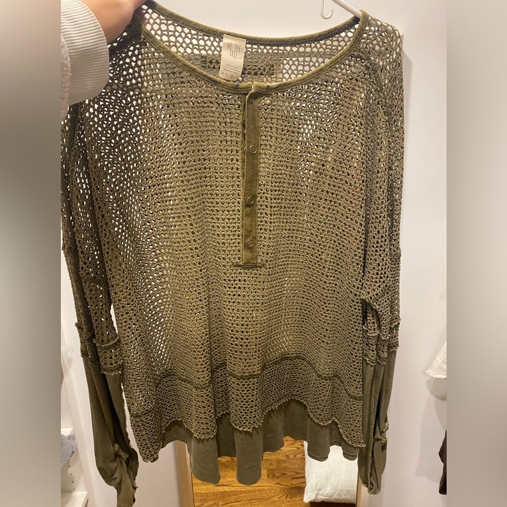 We the free green mesh top with studs